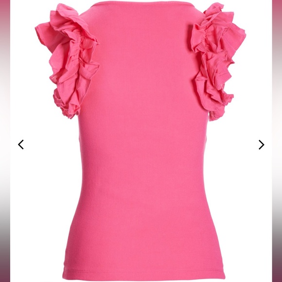 Boston Proper Linen Ruffle Ribbed Top - Picture 4 of 11